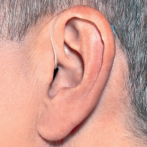 Receiver in Canal Hearing Aid being worn